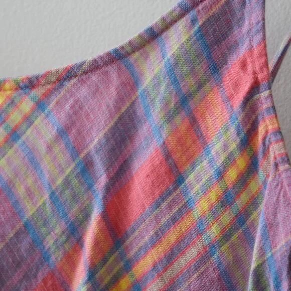 J Crew bias cut plaid linen slip dress - Picture 3 of 5